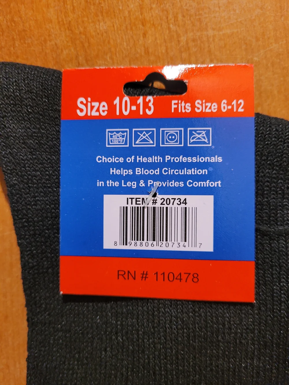 Diabetic Men's Gray Crew Socks - Size 10-13 New
